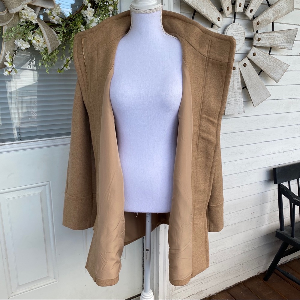 New! J Crew Wool Camel Stand Collar Winter Coat - Picture 11 of 15